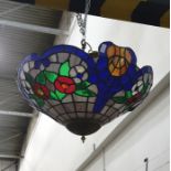 Tiffany-style glass ceiling light shade with foliate design