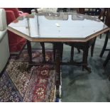 Edwardian mahogany and satinwood octagonal centre table on multi turned and reeded columns, short
