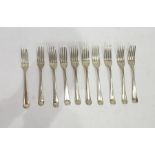 Ten assorted silver forks, feather-edge, various makers and dates, approx 22 troy oz Condition