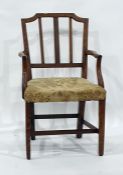 Possibly 18th century elm carver chair on square section tapering supports