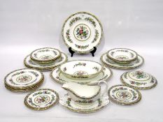 A Coalport 'Ming Rose' pattern part dinner-service, for six people, 20th century, printed blue