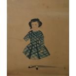 19th century watercolour drawing of Alice Rowles circa 1860 aged 3 19x15cm and 19th Century