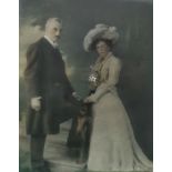 Colour photograph of Edwardian couple and colour print after Wheatley 'Cries of London' (2)