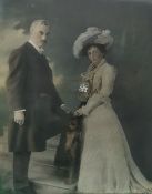 Colour photograph of Edwardian couple and colour print after Wheatley 'Cries of London' (2)