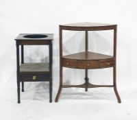 George III mahogany corner washstand, bow fronted with one real and two dummy drawers to