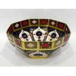 Royal Crown Derby Old Imari pattern octagonal bowl number 1128 2003, 30cm diameter
