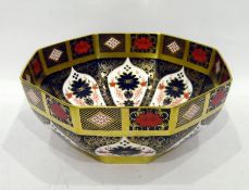 Royal Crown Derby Old Imari pattern octagonal bowl number 1128 2003, 30cm diameter