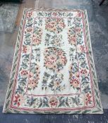 Kashmiri hand stitched wool chain rug, 116cm x 113