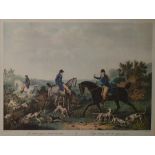 Colour print after H Alken, colour print after Vernet by Darcis "Les Jockeys Montes", two hunting