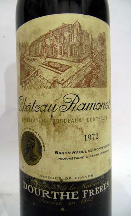 Chateau Lanessan 1955 Medoc, Chateau Ramonet 1972, and another bottle La Baccanale vin du qualite ( - Image 3 of 4