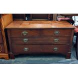 19th century mahogany low chest of two short over