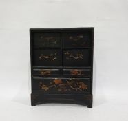 Chinoiserie decorated table-top chest of assorted drawers