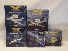 5 Boxed Corgi Aviation Archive diecast models to include 'Douglas c-47A Skytrain', 'HP Victor