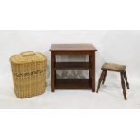 A John Lewis bedside chest of four assorted drawers, to bracket feet, a stool, a linen basket and