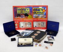 Quantity of sundry collectables to include replica and commemorative coins, bank notes, two