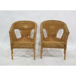 Two wicker and cane tub chairs (2)