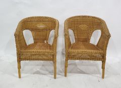 Two wicker and cane tub chairs (2)