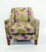 Multi-York armchair in cream with green and pink flower decoration