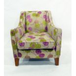 Multi-York armchair in cream with green and pink flower decoration