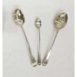 18th century shell-bowl silver gravy spoon, feather-edged, Old English pattern silver gravy spoons