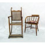 Cane seated and backed nursing chair, a ladderback chair and another chair  (3)