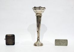 Birmingham silver vesta, a Birmingham silver stem vase and a white metal case with engraved