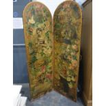 A two-fold Victorian draught screen, decoupage decorated  Condition ReportSome of pattern is peeling