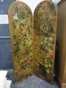 A two-fold Victorian draught screen, decoupage decorated  Condition ReportSome of pattern is peeling