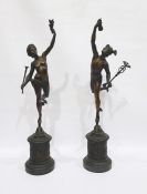 After Giambologna pair of bronzes, one of Mercury