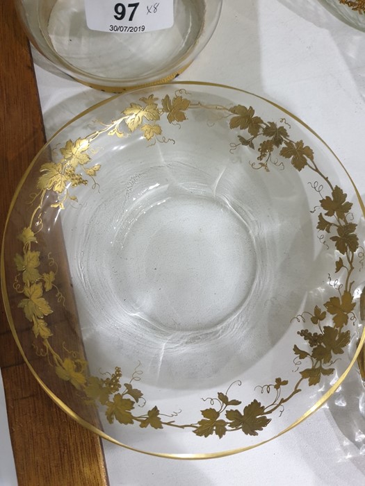 Gilt and clear covered butter dish with fruiting vine decoration, dome cover with pointed finial, - Image 2 of 7