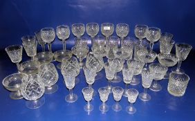 Waterford cut glass part suite of wines and tumblers to include eight hocks, seven red wine, five