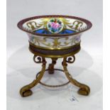 Limoges porcelain gilt-metal mounted tazza, 20th century, printed and painted marks, painted with