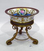 Limoges porcelain gilt-metal mounted tazza, 20th century, printed and painted marks, painted with