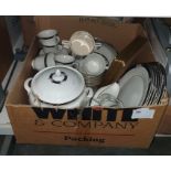Royal Doulton part dinner service "Enchantment" including meat plates, cups and saucers, terrine,
