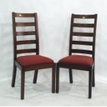 Set of six 20th century ladderback dining chairs with red upholstered seats (6)