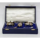 Late 20th century boxed silver cruet set by A J Poole, Birmingham