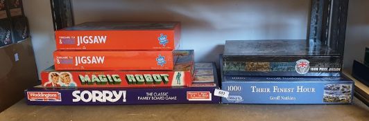 Collection of Board games and Jigsaws to include 'Magic Robot', 'Sorry!', 'Their finest hour Jigsaw'