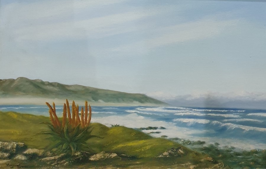Margaret Jones Oil on board Coastal landscape, signed lower left and three further pictures (4)