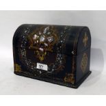 Victorian mother-of-pearl inlaid, papier-mâché stationery box, domed-shaped, 21cm wideCondition