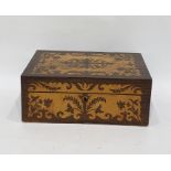 Victorian inlaid rosewood box, foliate decorated, some damage