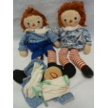 Two 1960's Raggedy Anne cloth dolls
