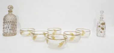 Set of six gilt bowls each with gilt rim, gilt floral and fern decoration, 11.5cm diameter, a gilt