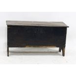 A 17th century six-plank oak chest, 88cm x 44.5cm  Condition ReportThe lid is damaged see attached