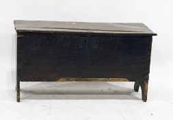 A 17th century six-plank oak chest, 88cm x 44.5cm  Condition ReportThe lid is damaged see attached