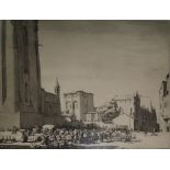 Malcolm Osbourne  Etching  Goose Fair, Albi with inscription to Stanley Smith with warmest good