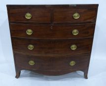 19th century mahogany bow-fronted chest with two short and three long graduated drawers having