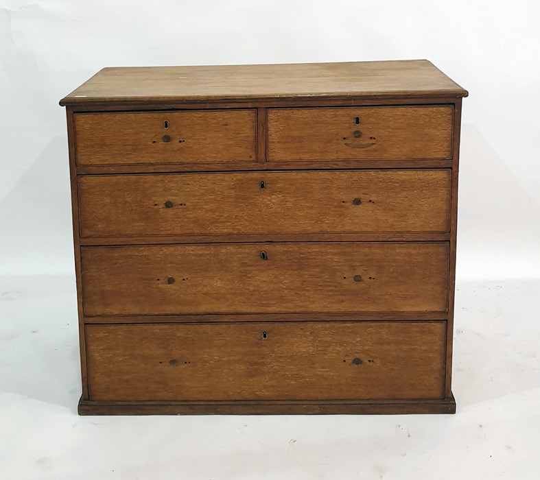 A 20th century oak chest of two short over three long drawers, 94cm x 81cm