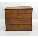 A 20th century oak chest of two short over three long drawers, 94cm x 81cm