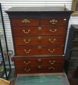 Late Georgian mahogany tallboy of two short and six long drawers, with dentil cornice, blind