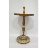 Painted circular stand on turned column and circular base, finished in cream and gilt, 39.5cm